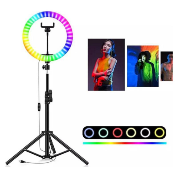 Aro de Luz Rgb 33 cm + trípode + soporte